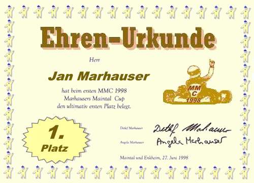 Urkunde von Jan Marhauser